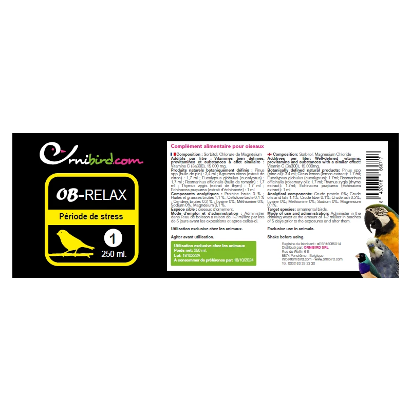 OB-RELAX - Période De Stress 250ml - Ornibird.com 4 OB-RELAX - Période De Stress 250ml - Ornibird.com – Image 2